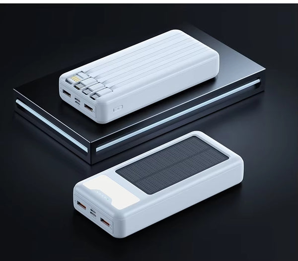 Powerbank 20 000 mA avec recharge solaire et lampe torche